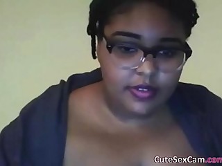 Ebony BBW Masturbating Her Pink Pussy in Front of Webcam